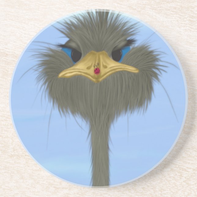 Funny Ostrich George und die Niedliche Ladybug Getränkeuntersetzer (Vorne)