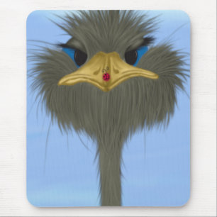 Funny Ostrich George und die Niedliche Ladybug Mousepad