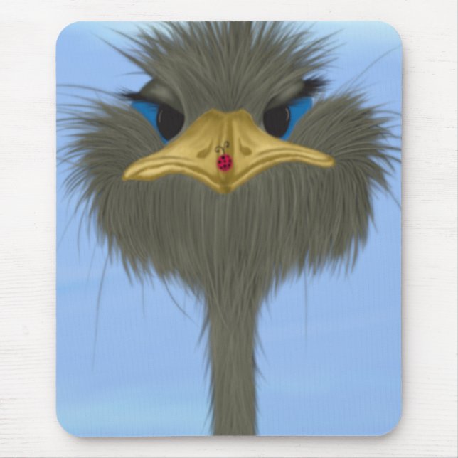 Funny Ostrich George und die Niedliche Ladybug Mousepad (Vorne)