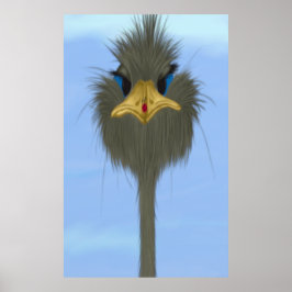 Funny Ostrich George und die Niedliche Ladybug Poster