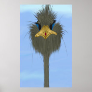 Funny Ostrich George und die Niedliche Ladybug Poster