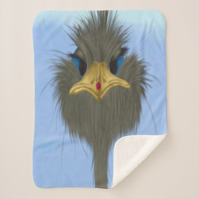 Funny Ostrich George und die Niedliche Ladybug Sherpadecke (Vorderseite)
