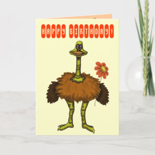 Funny ostrich happy birthday card karte