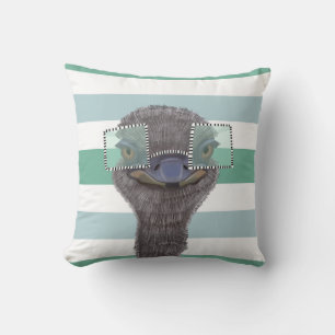 Funny Ostrich mit Brille   Whimsisches Tier Kissen