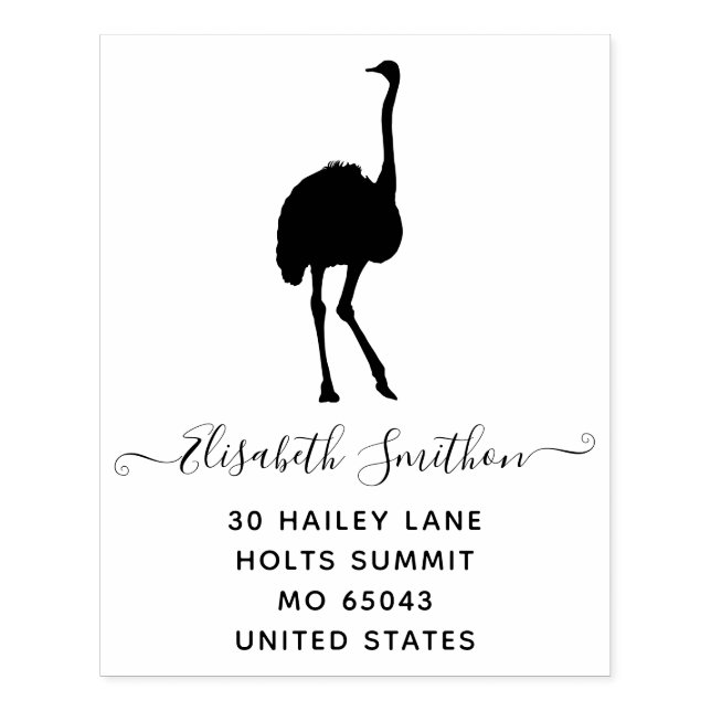 Funny Ostrich Niedlich Bird Animal Personal Statio Gummistempel (Prägung)
