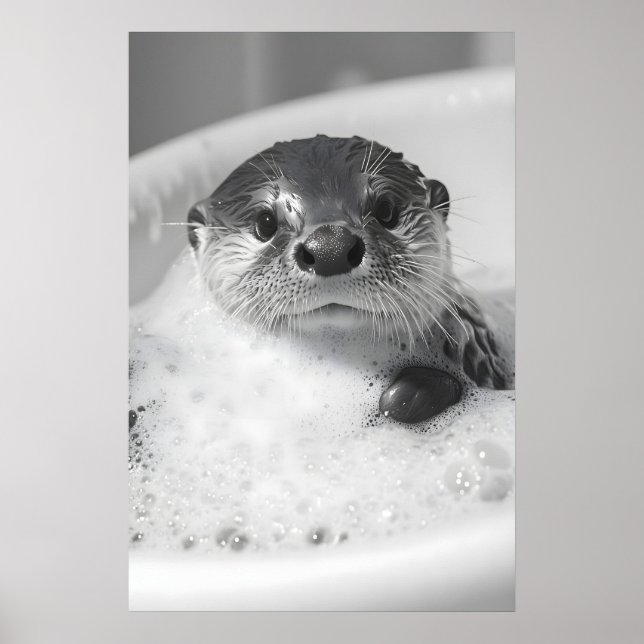 Funny Otter Bubble Bath Print, Bathroom Wall Art Poster (Vorne)