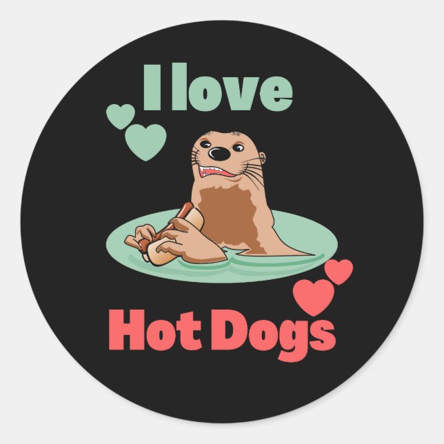 Funny Otter isst einen Snack. anmutig Runder Aufkleber (Vorderseite)