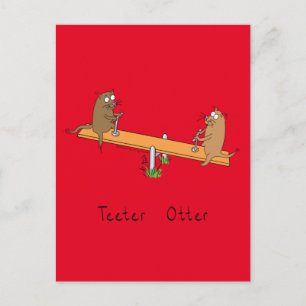Funny Otter Teeter Totter Kids Postkarte