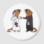 Funny Otter Wedding Cartoon Magnet<br><div class="desc">Schöne lustige Braut und Bräutigam Meer Otter Original Kunst Hochzeitsdesign</div>