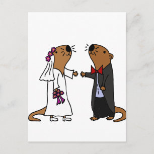 Funny Otter Wedding Cartoon Postkarte