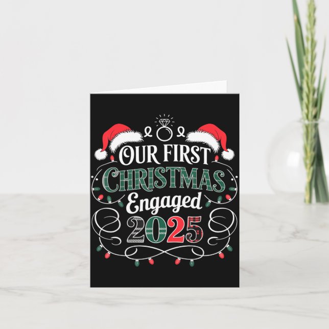 Funny Our First Christmas Engaged 2025 Couples Paj Karte (Vorderseite)