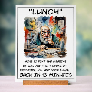 Funny Out zum Mittagessen Akryllische Unterschrift Acrylschild
