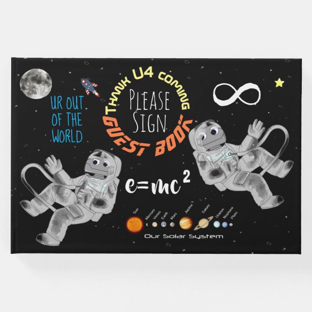 Funny Outer Space Math Science Geek Astronauten Gästebuch (Vorderseite)