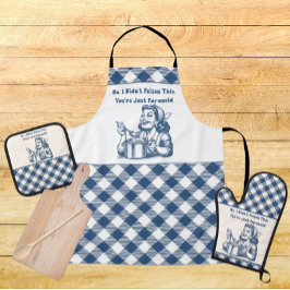 Funny Oven Mitt und Pot Holder Set Retro Kariert