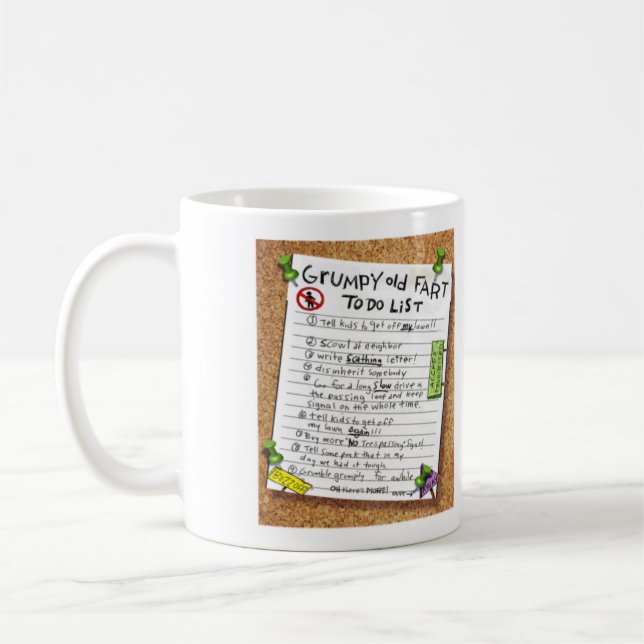 Funny Over Hill Birtday Gift - Grumpy Alte Furz Kaffeetasse (Links)