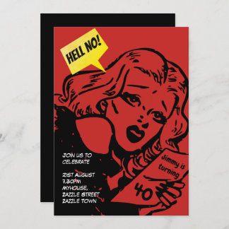 FUNNY Over Hill Birthday Invites - Retro COMIC Einladung