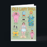 Funny Over Hill Birthday - Old Lady Paper Doll Karte<br><div class="desc">Eine Papierpuppe eines alten Mannes, die alle seine schwindelerregenden Dummköpfe mit einem Kardigan, schwarzen Socken und Sandalen und einem fanny Pack zeigt. Stell dir an, dass alte Typ tragen. Ein großartiges und lustiges Geschenk oder eine Karte für den alten Timer, Senioren, über den Hügel und Rentner in Ihrem Leben. Macht...</div>