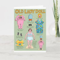 Funny Over Hill Birthday - Old Lady Paper Doll