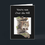 Funny Over the Hill Birthday Squirrel Card Karte<br><div class="desc">Du bist nicht über dem Hügel,  wenn du dich noch daran erinnerst,  wo du deine Nüsse gelagert hast.  Funny Eichhörnchenkarte für den "Over the hill" Geburtstag</div>