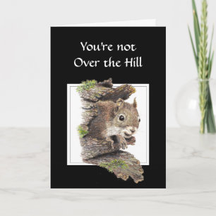 Funny Over the Hill Birthday Squirrel Card Karte