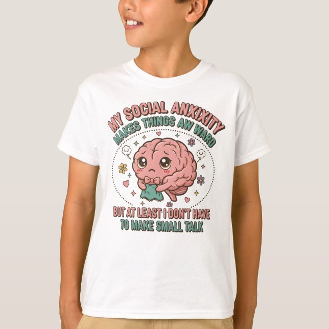 Funny Overthinking Brain Cartoon T-Shirt (Vorderseite)
