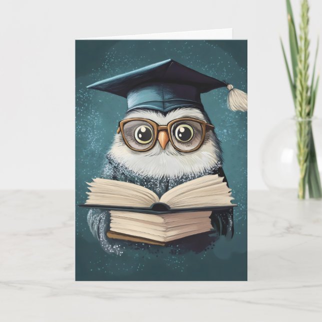 Funny Owl Abschluss School Feiertagskarte (Vorderseite)