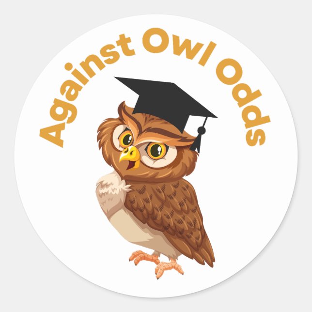Funny Owl Abschluss Sticker (Vorderseite)