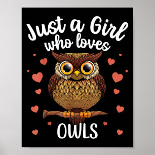 Funny Owl Art für Mädchen Frauen Kinder Jung Jung Poster