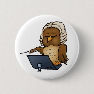 Funny Owl Conductor Cartoon Button