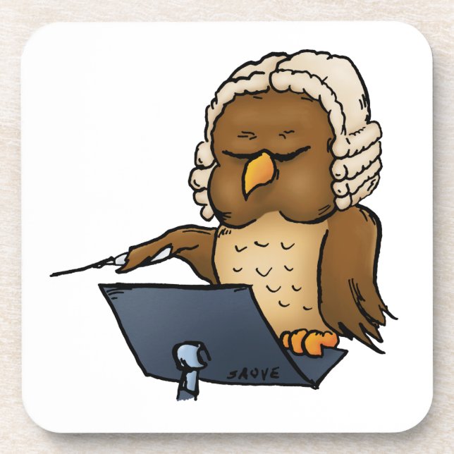 Funny Owl Conductor Cartoon Getränkeuntersetzer (Vorderseite)