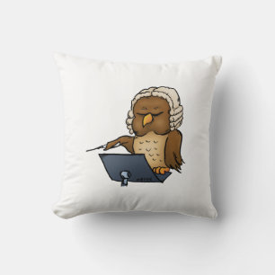 Funny Owl Conductor Cartoon Kissen