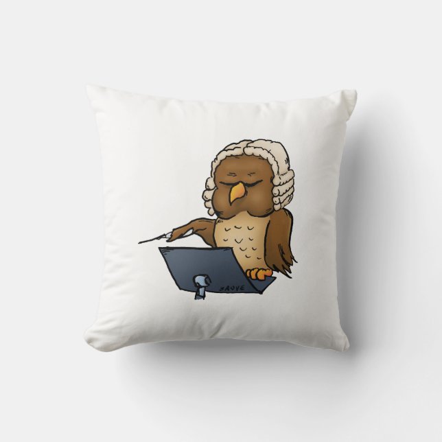 Funny Owl Conductor Cartoon Kissen (Vorderseite)