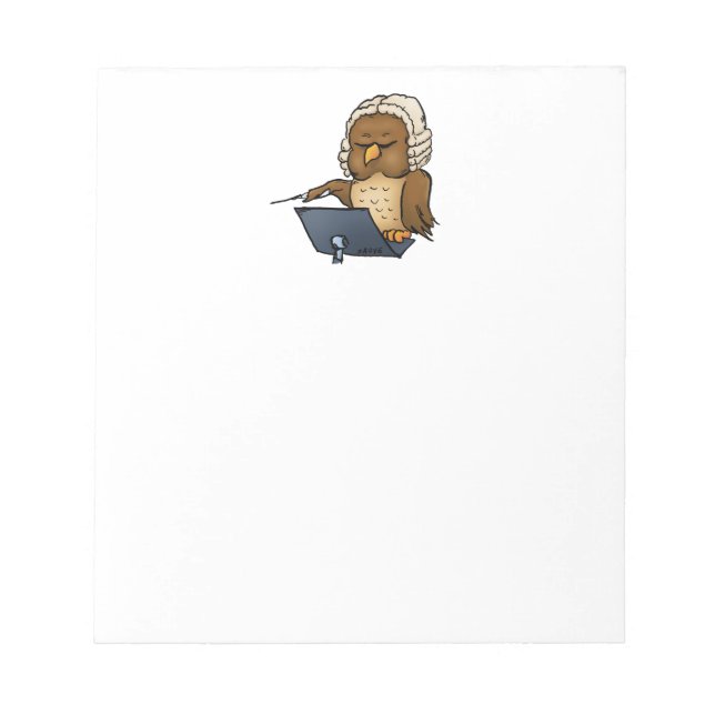 Funny Owl Conductor Cartoon Notizblock (Vorderseite)