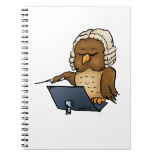 Funny Owl Conductor Cartoon Notizblock