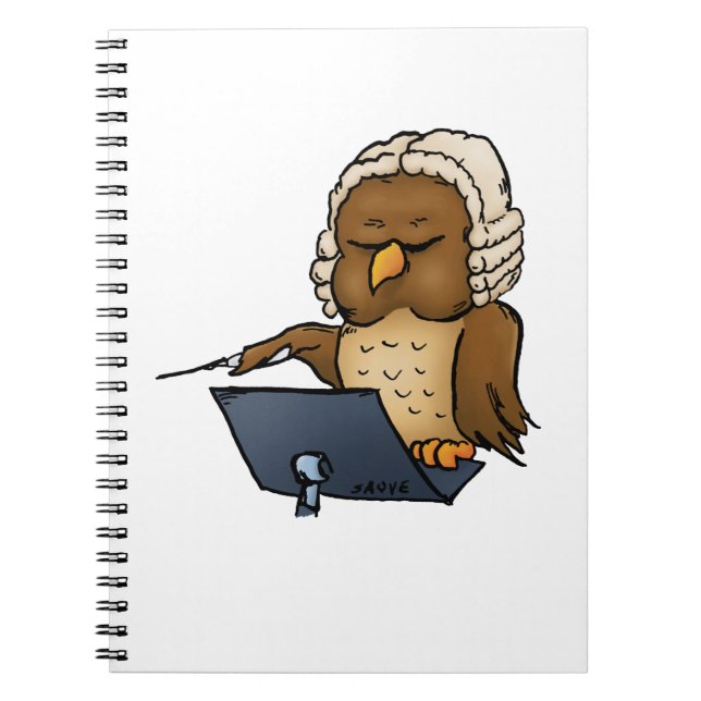 Funny Owl Conductor Cartoon Notizblock (Vorderseite)