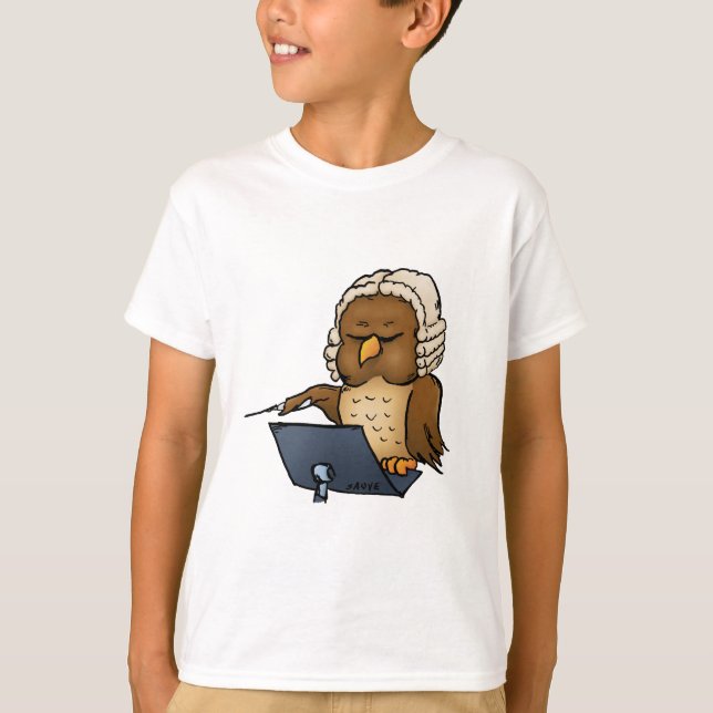 Funny Owl Conductor Cartoon T-Shirt (Vorderseite)