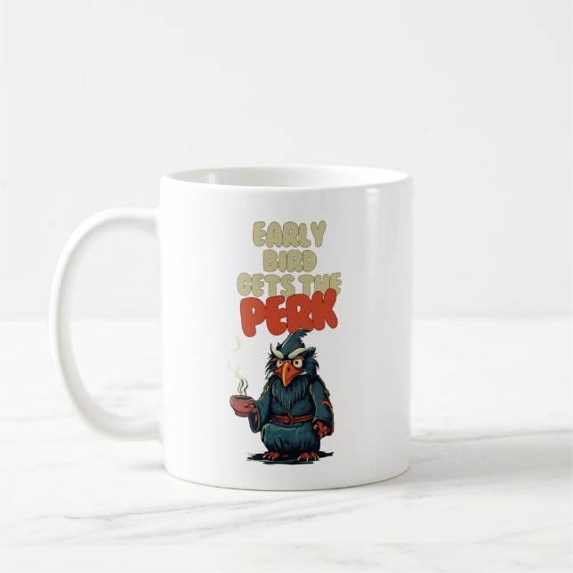 Funny Owl Holding Coffee Tasse (Links)