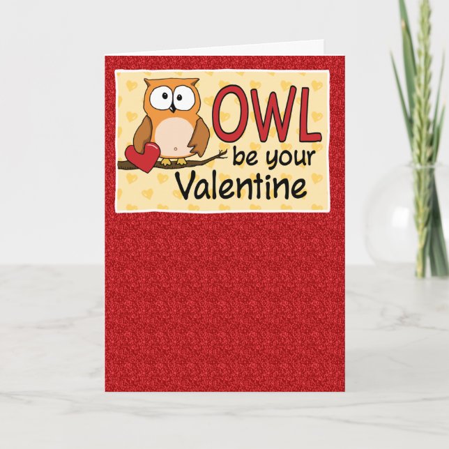 Funny Owl Liebe Ihr Valentinstag Feiertagskarte (Vorderseite)