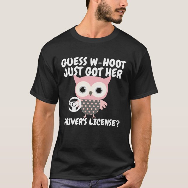 Funny Owl New Drivers License Learner's Permit For T-Shirt (Vorderseite)