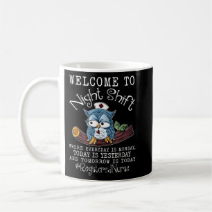 Funny Owl Night Shift Registriert Krankenschwester Kaffeetasse