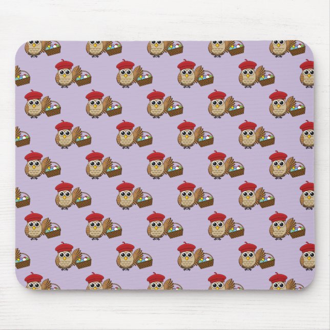 Funny Owl Ostereier Hunt Muster Mousepad (Vorne)