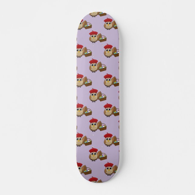 Funny Owl Ostereier Hunt Muster Skateboard (Vorne)