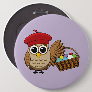 Funny Owl Ostereier Jagd Button