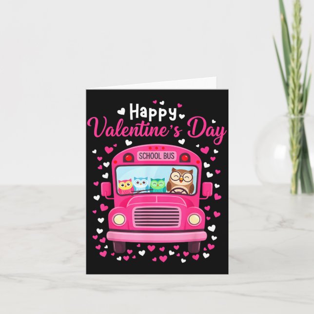Funny Owls School Bus Driver Happy Valentines Day  Karte (Vorderseite)