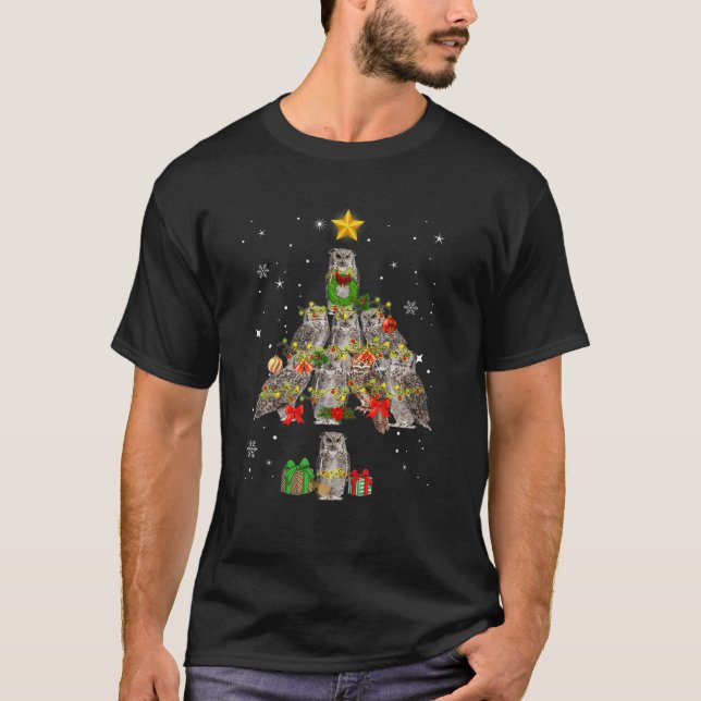 Funny Owls Weihnachtsbaum Familie Xmas Ornament Li T-Shirt (Vorderseite)