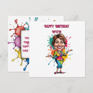 Funny Paint splash Mama Birthday Karikatur Karte