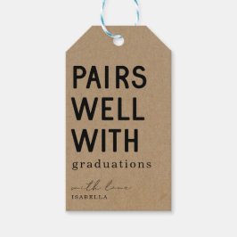 Funny Pairs Gut mit Abschlüssen Wein Geschenkanhänger