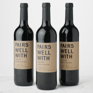 Funny Pairs Gut mit Crazy Relatives Weinlabel Weinetikett
