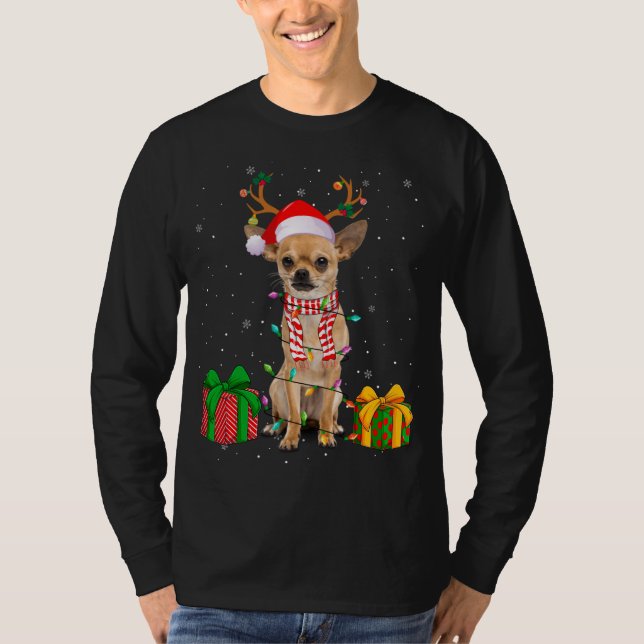 Funny Pajama Weihnachtsmannmütze Chihuahua Weihnac T-Shirt (Vorderseite)