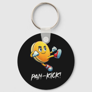 Funny Pancake Pan Karate Kick Boys Girls Food Lieb Schlüsselanhänger